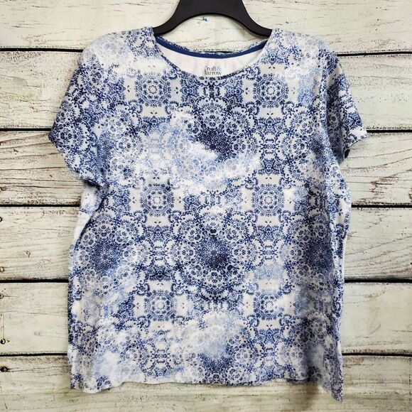 Croft & Barrow XL Blue Print SS T-Shirt - Picture 1 of 5